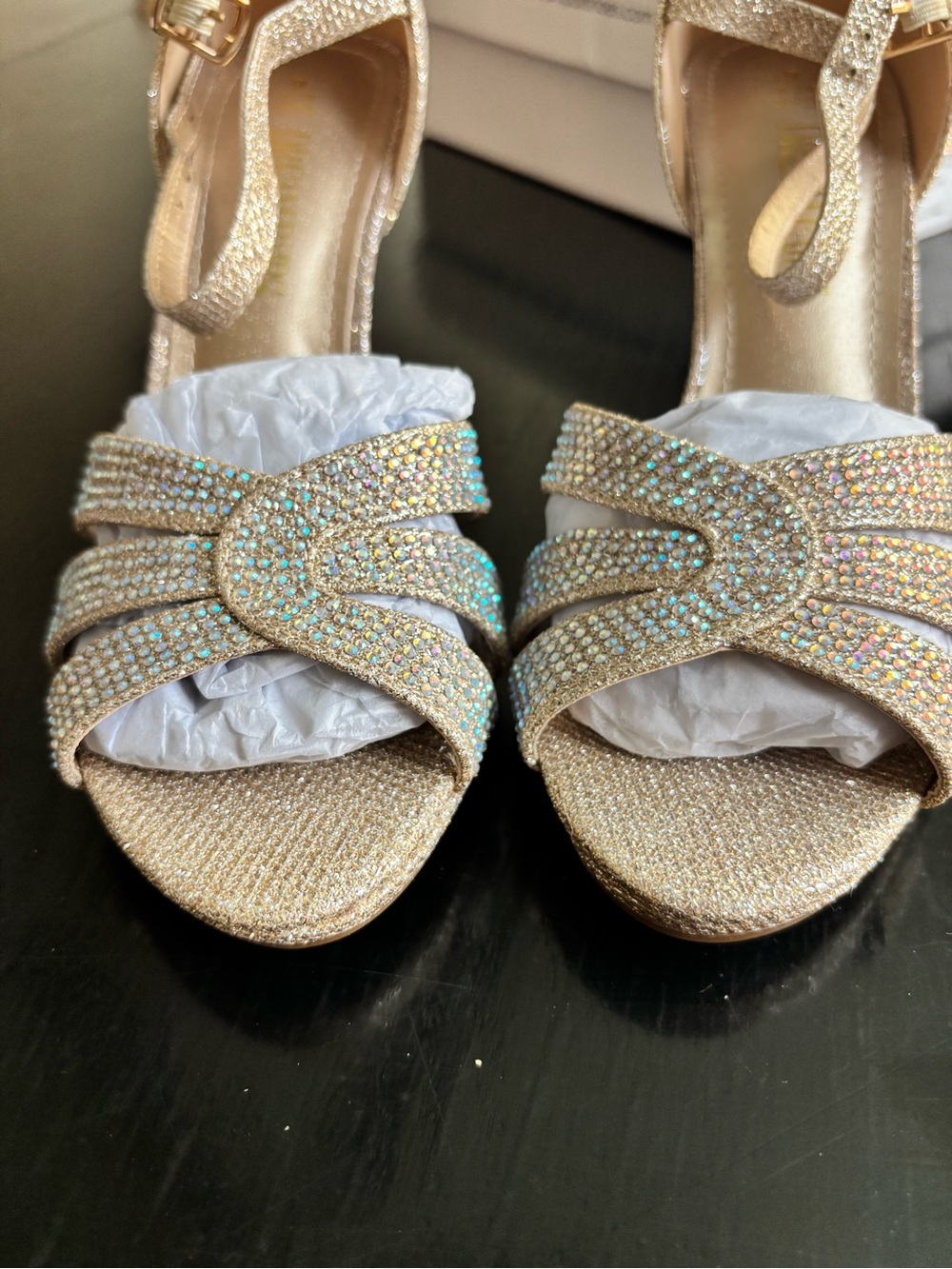 Dream Pairs Gold Rhinestone Open-Toe Heels - Picture 7 of 10